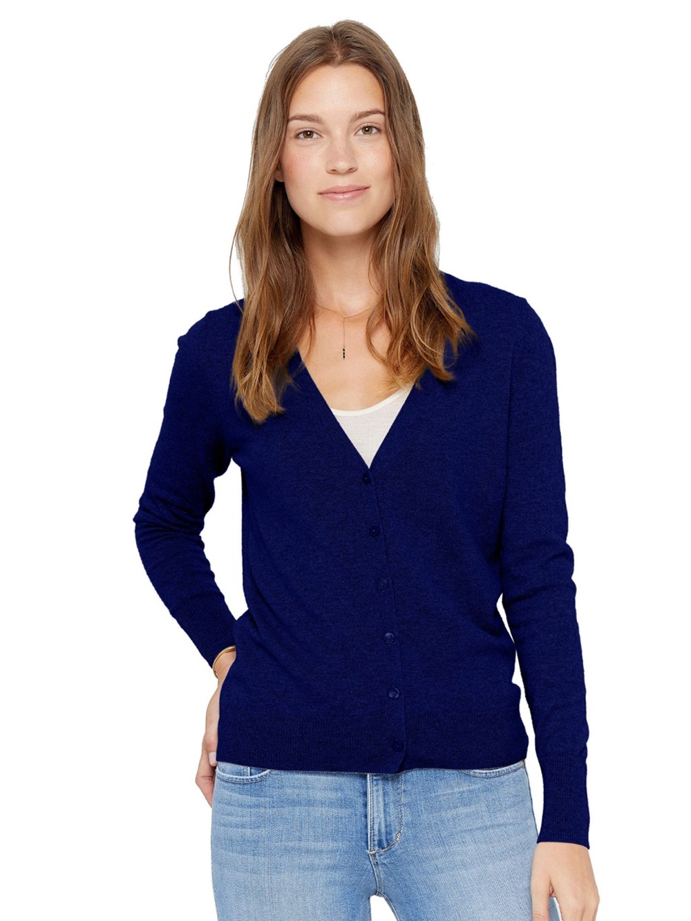 NWT State Cashmere Women's Button Front V-Neck Cardigan 100% Pure Cashmere